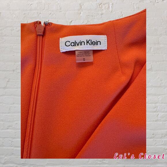 Calvin Klein Modern Essentials Porcelain Woman"s Midi Dress Coral Size 12 - Picture 8 of 12